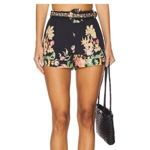 HEMANT & NANDITA Black Floral High Waist Shorts